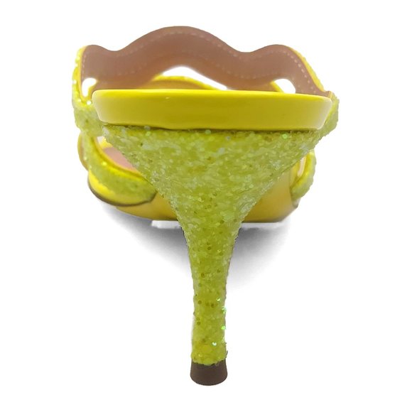 Moschino Wave Straps Glitterd Neon Yellow Slip on Sandals US 6 - Picture 8 of 11